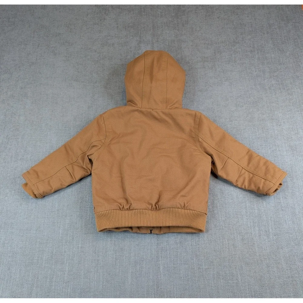 Carhartt Jacket Toddler Boy 2T Brown Canvas Insulated Hooded Active Canvas